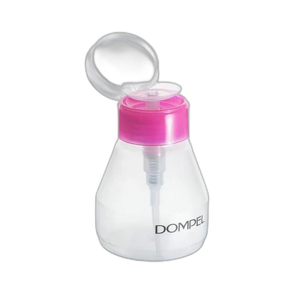 Porta Acetona Dompel 4526 140ml tampa aberta mostrando mecanismo pump